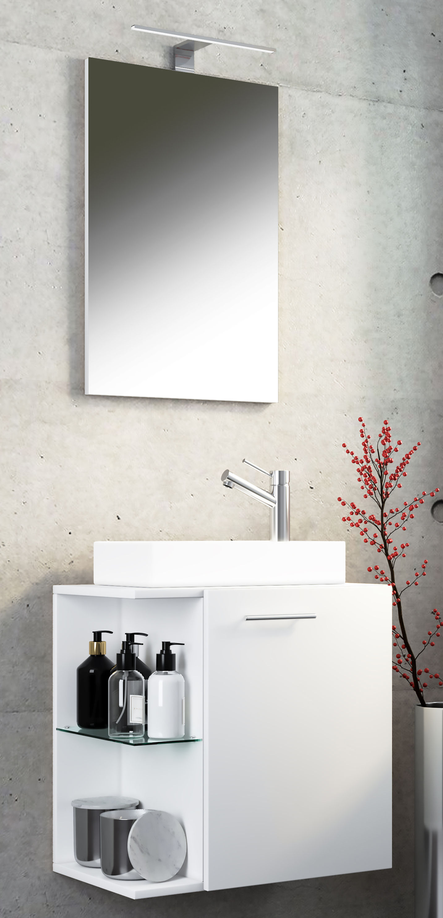 VCM 3 tlg Gäste WC Waschplatz Waschtisch Hausa Spiegel Farbe: Weiß online  kaufen - Orbisana