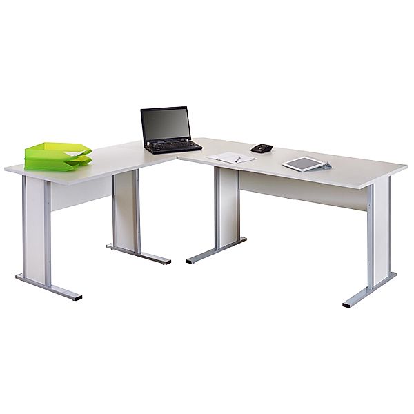VCM 3-tlg Schreibtisch Set Computertisch Ecktisch Winkeltisch PC Tisch Bürotisch Aktano 420 VCM 3-tlg. Schreibtisch-Set Aktano 420 (Farbe: Lichtgrau)