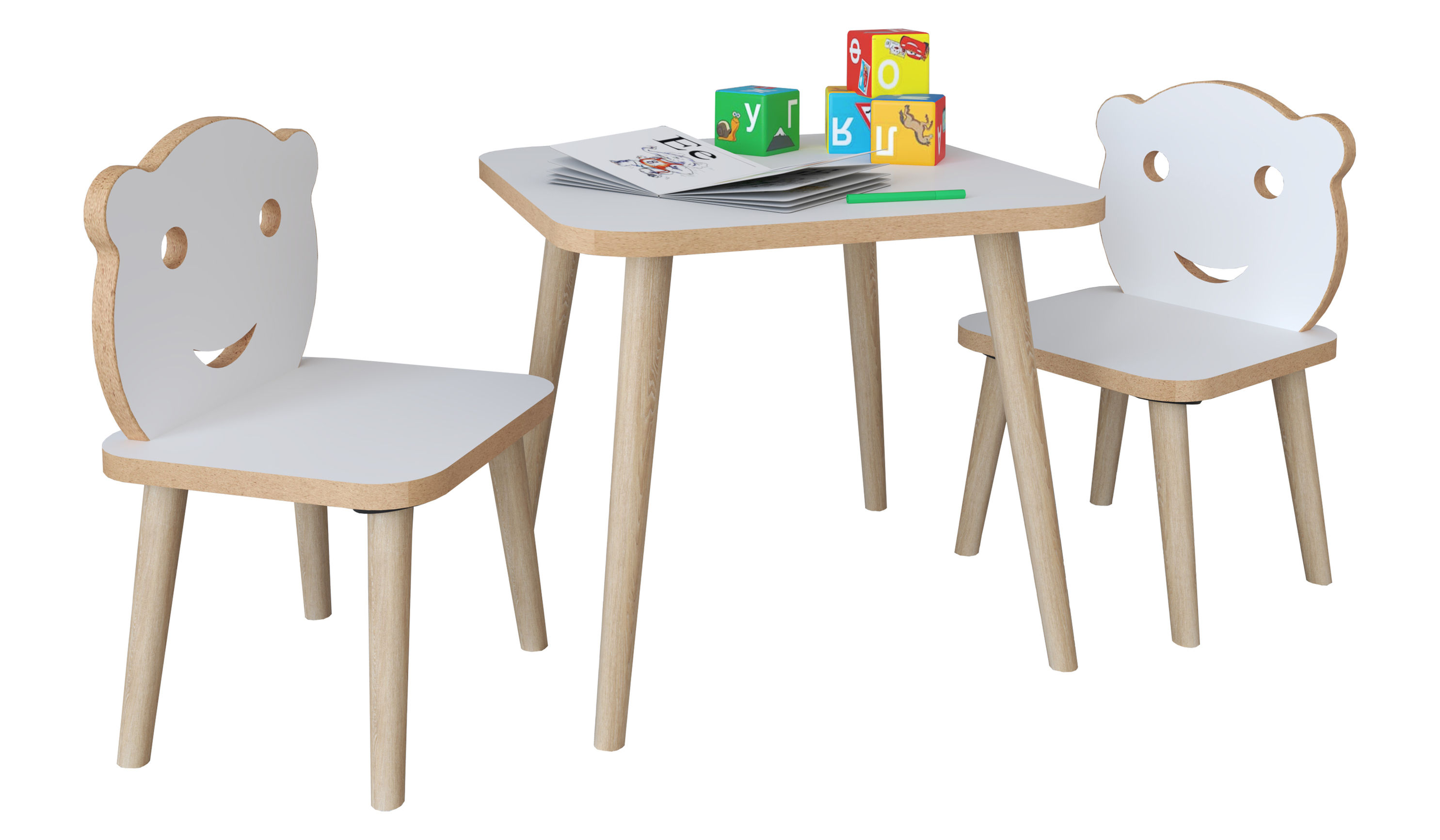 VCM 3-tlg. Sitzgruppe Kinderzimmer Kindermöbel Tisch Stuhl Kinder LiLuLa  Farbe: Weiß | Weltbild.de