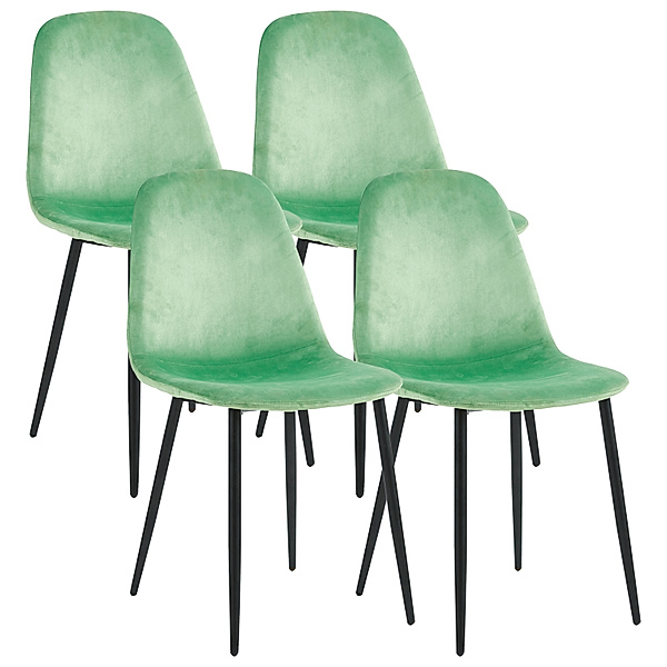 VCM 4er Esszimmerstühle skandinavischer gepolsterter Küchenstuhl Stühle Esszimmer Esstischtisch Rückenlehne Fiolo (Farbe: Mint)