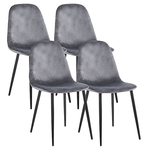 VCM 4er Esszimmerstühle skandinavischer gepolsterter Küchenstuhl Stühle Esszimmer Esstischtisch Rückenlehne Fiolo (Farbe: Hellgrau)