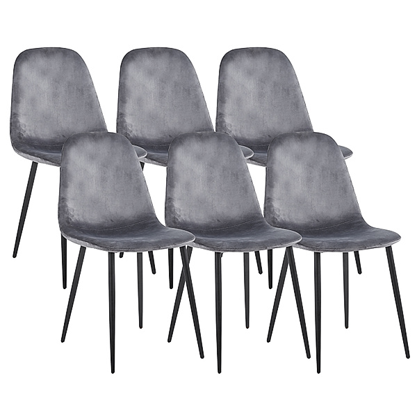 VCM 6er Esszimmerstühle skandinavischer gepolsterter Küchenstuhl Stühle Esszimmer Esstischtisch Rückenlehne Fiolo (Farbe: Hellgrau)