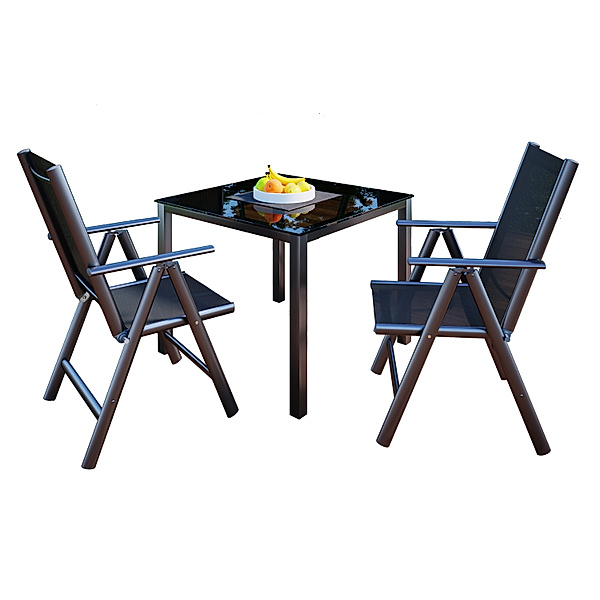 VCM Alu-Gartenmöbel 80x80 (Farbe: 2 Stühle + 1 Tisch)