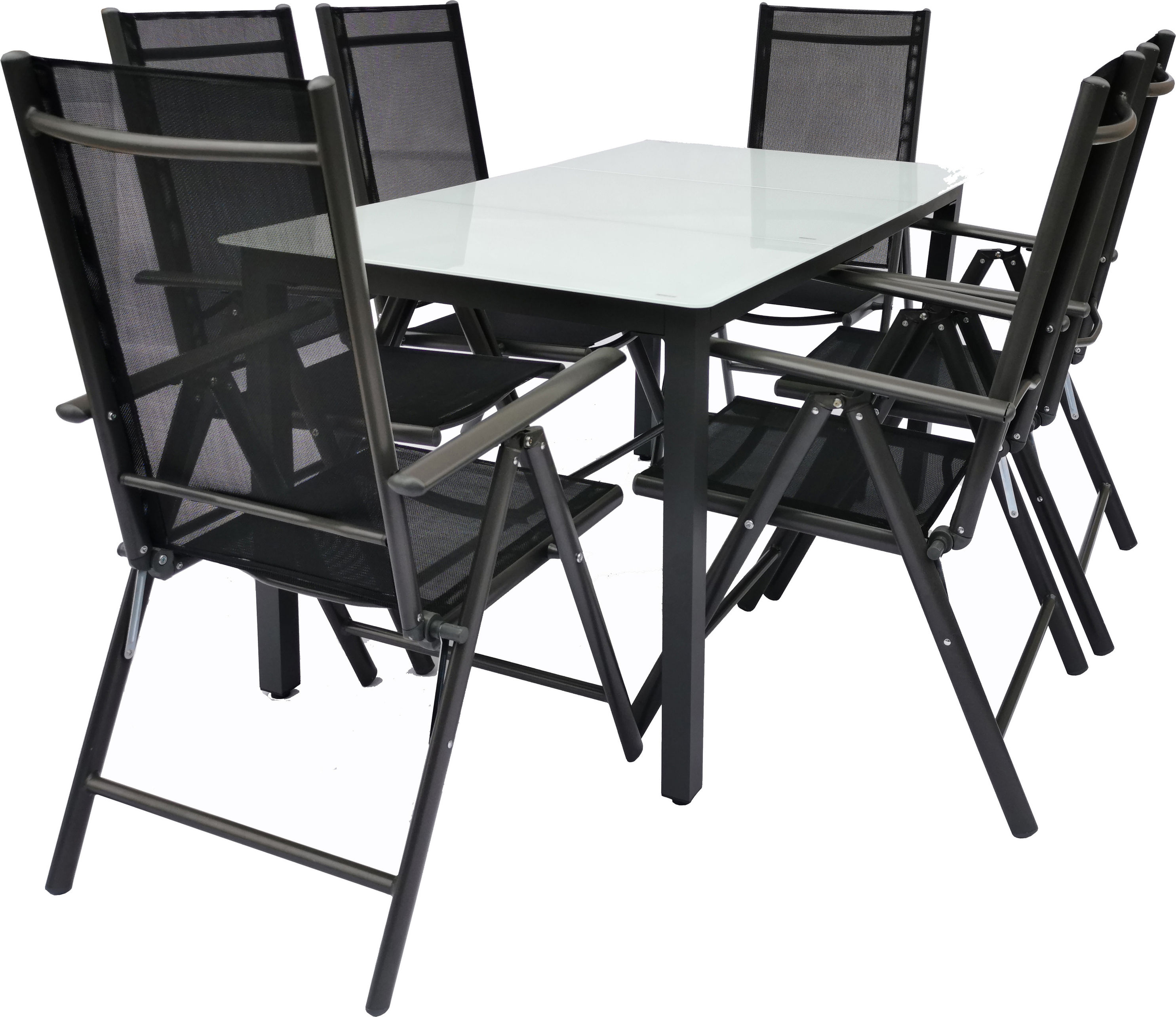 VCM Alu Gartenmöbel Sitzgruppe Set 140x80 Mattglas Farbe: Tisch + 6 Stühle:  Anthrazit | Weltbild.de