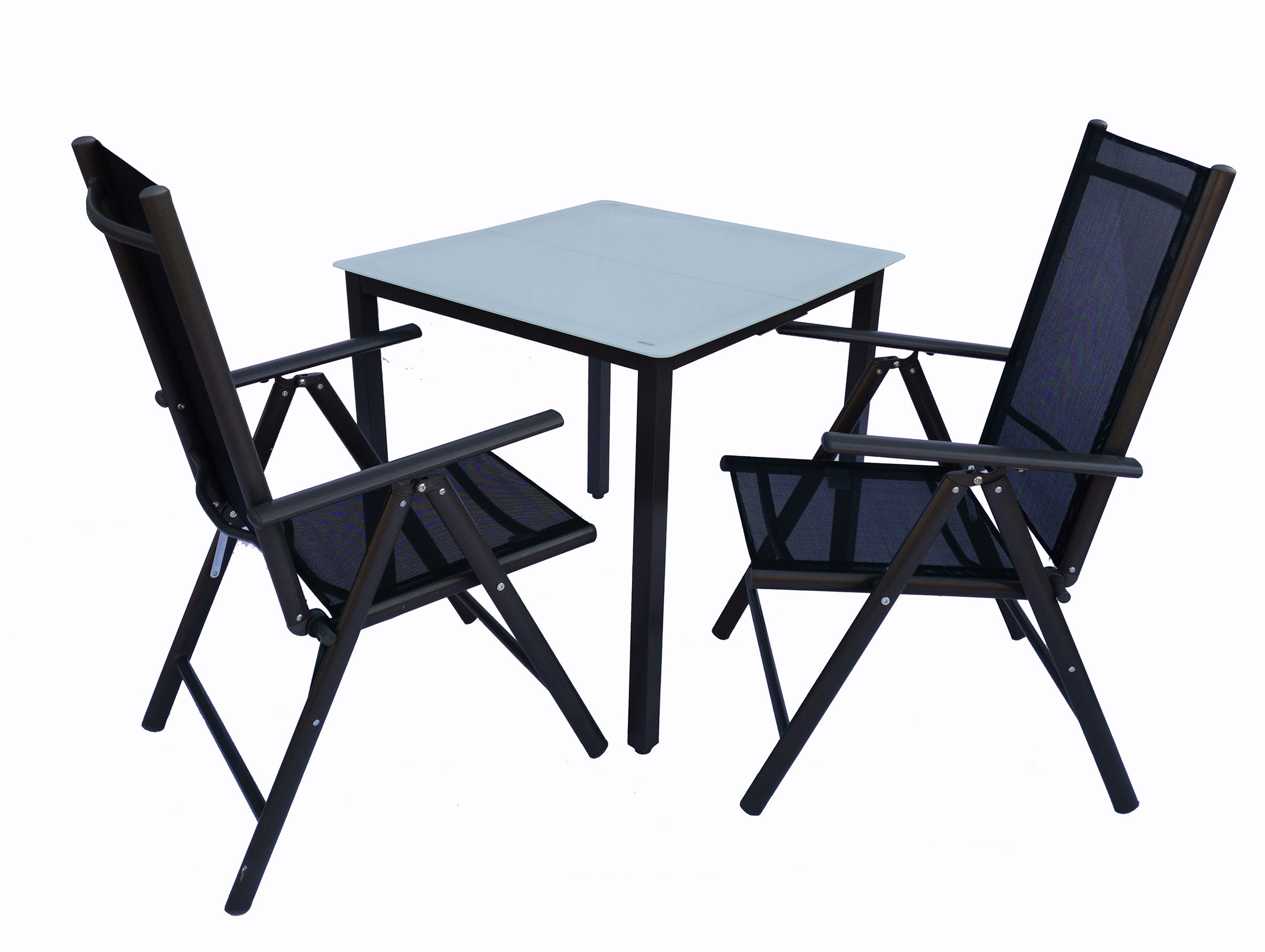 VCM Alu Gartenmöbel Sitzgruppe Set 80x80 Mattglas Farbe: Tisch + 2 Stühle:  Anthrazit | Weltbild.de