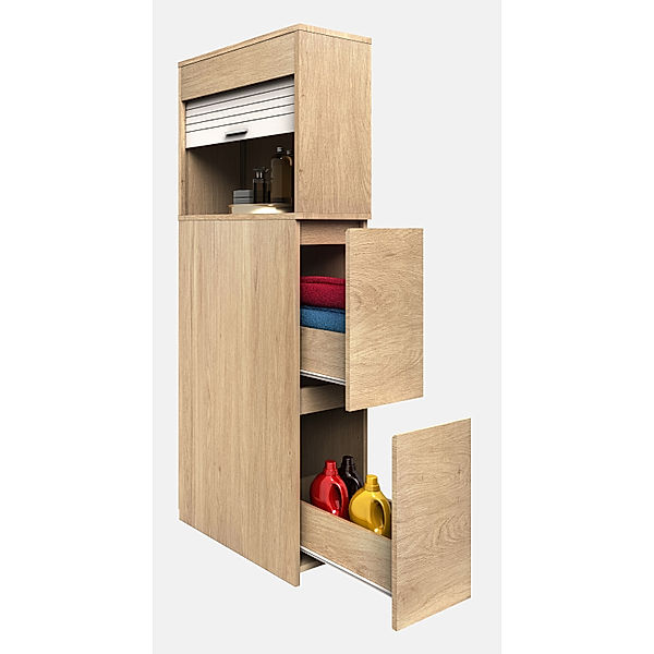 VCM Badmöbel Nischenschrank Raumteiler Badschrank Midischrank Schublade Tasalo (Farbe: Honig-Eiche)