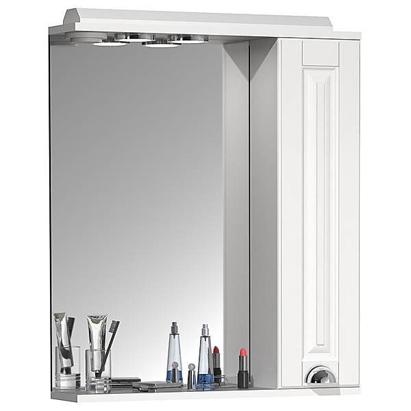 VCM Badspiegel Wandspiegel 60 cm Hängespiegel Spiegelschrank Badezimmer Landhaus Drehtür Beleuchtung Casalo L (Farbe: weiß)