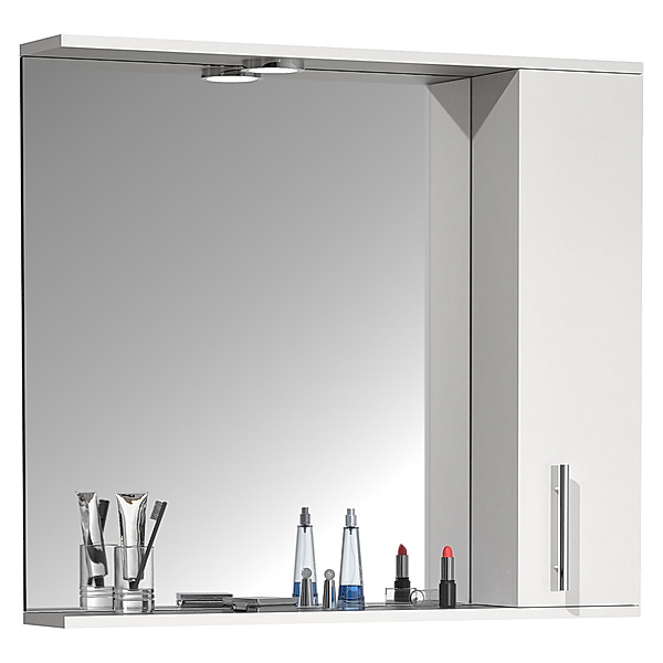 VCM Badspiegel Wandspiegel 75 cm Hängespiegel Spiegelschrank Badezimmer Drehtür Beleuchtung Lisalo XL (Farbe: weiß)
