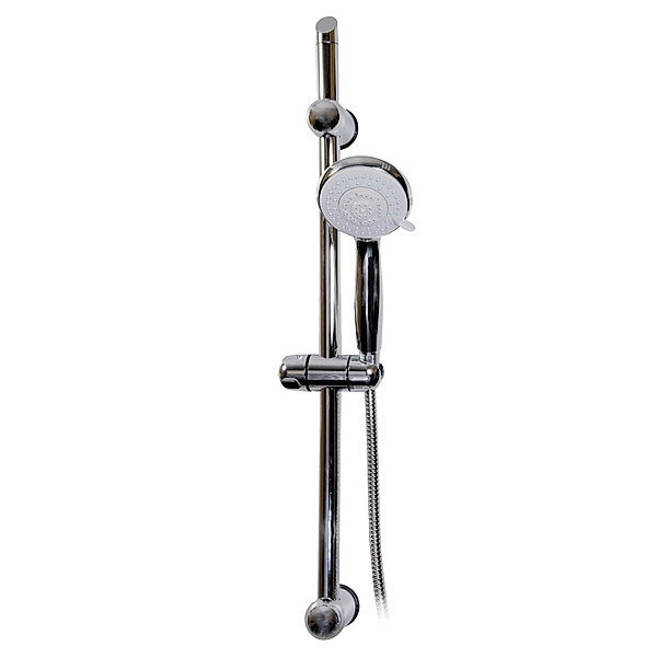 VCM Duschset Duschsystem Set Duschkopf Handbrause Schlauch Duschstange Vento verschiedenen Längen Adob Vento (Farbe: 65 cm: Silber)
