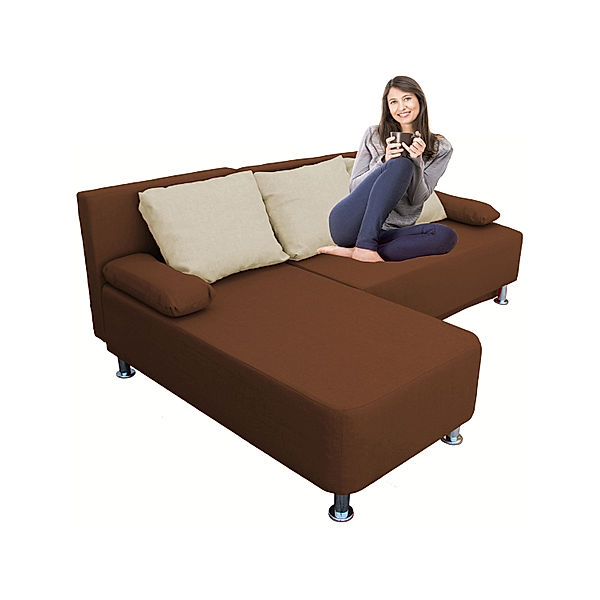 VCM Ecksofa Bettsofa Schlafsofa Couch mit Schlaffunktion Magota Braun 81 x 203 x 78 cm VCM Ecksofa Magota Braun