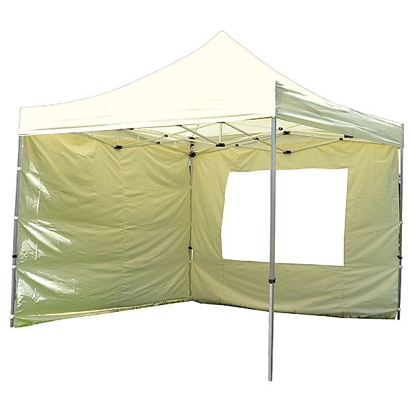 VCM Falt Pavillon 3x3m champagner+2 Seitenteile (Farbe: Weiß)