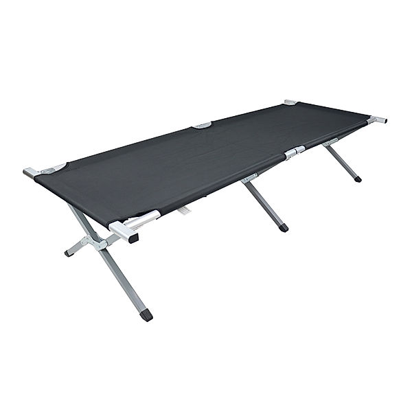 VCM Feldbett Campingbett Aluminium Gartenliege Liege Sonnenliege Liegestuhl faltbar klappbar Länge 190cm Tosali M (Farbe: Schwarz)