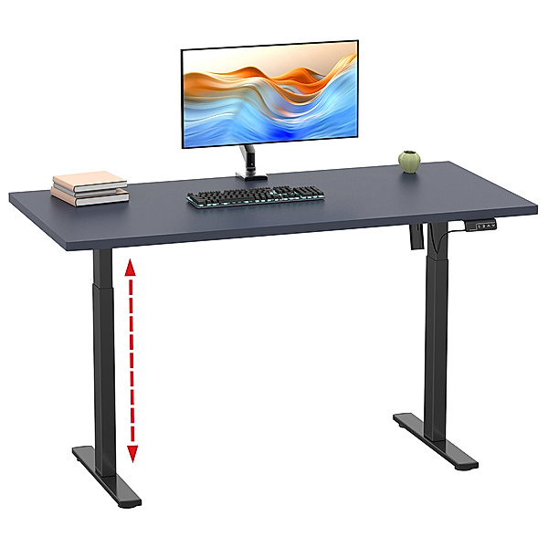 VCM Höhenverstellbarer Schreibtisch stufenlos elektrisch höhenverstellbar Lona 110x50 Schwarz (Farbe: Anthrazit)