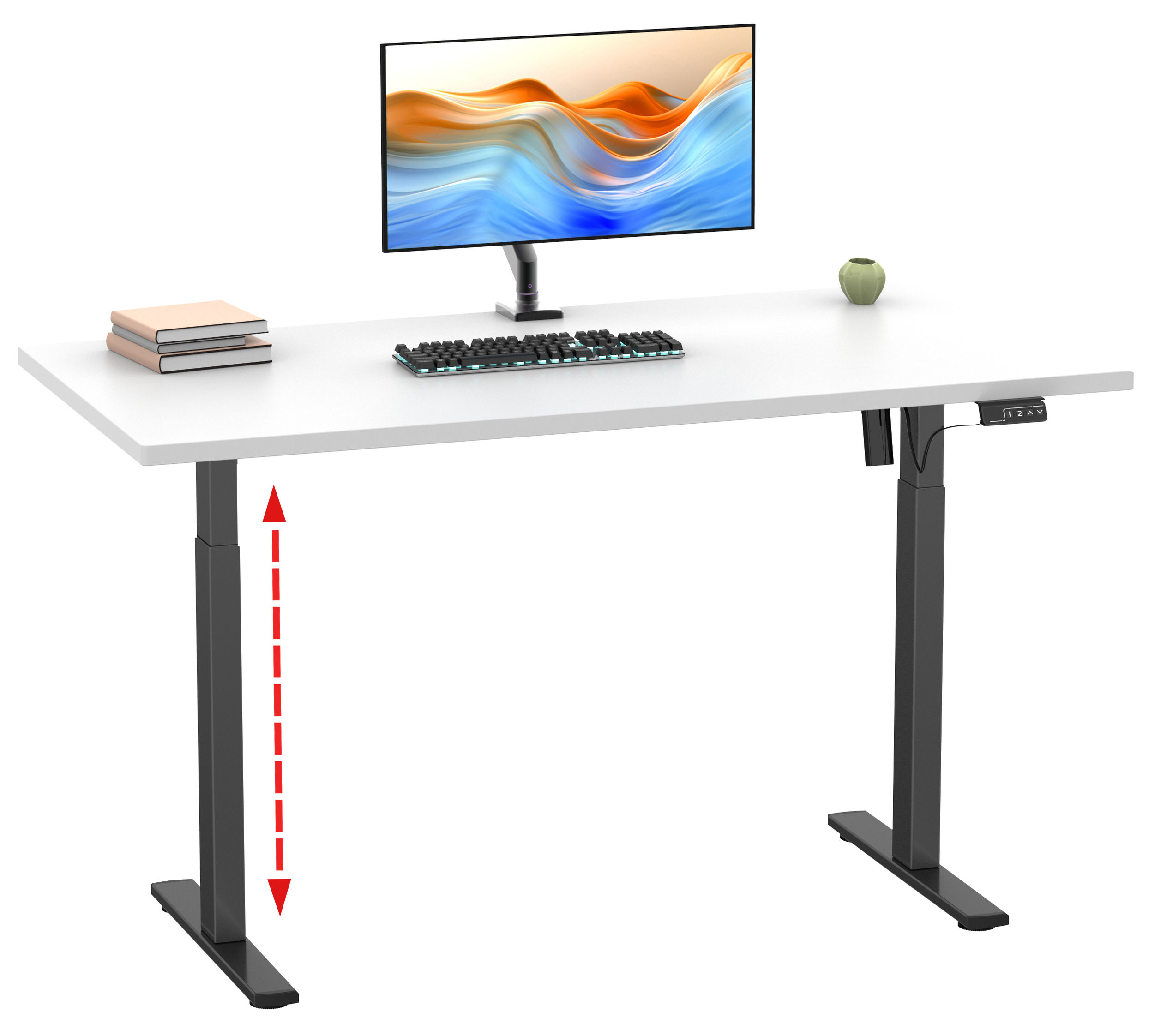 VCM Höhenverstellbarer Schreibtisch stufenlos elektrisch höhenverstellbar  Lona 140x50 Schwarz Farbe: Weiß | Weltbild.de