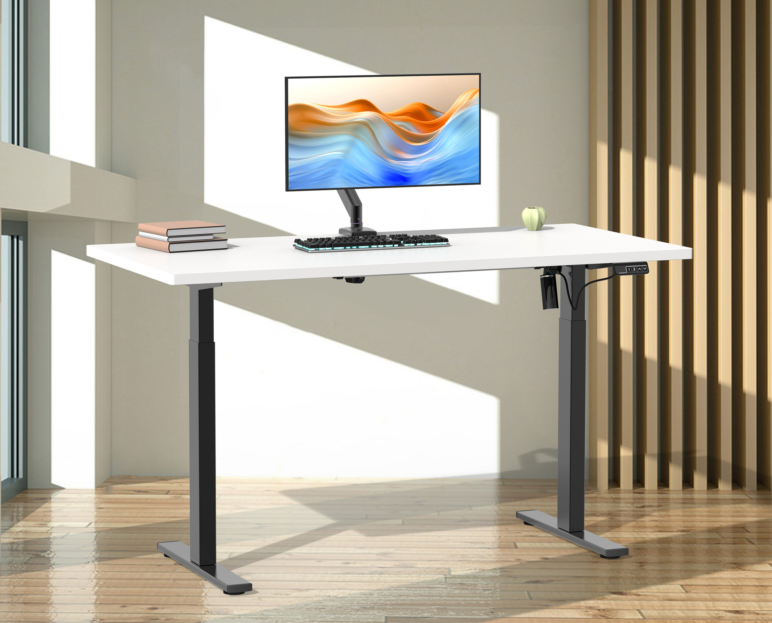VCM Höhenverstellbarer Schreibtisch stufenlos elektrisch höhenverstellbar  Lona 140x80 Schwarz Farbe: Weiß | Weltbild.de