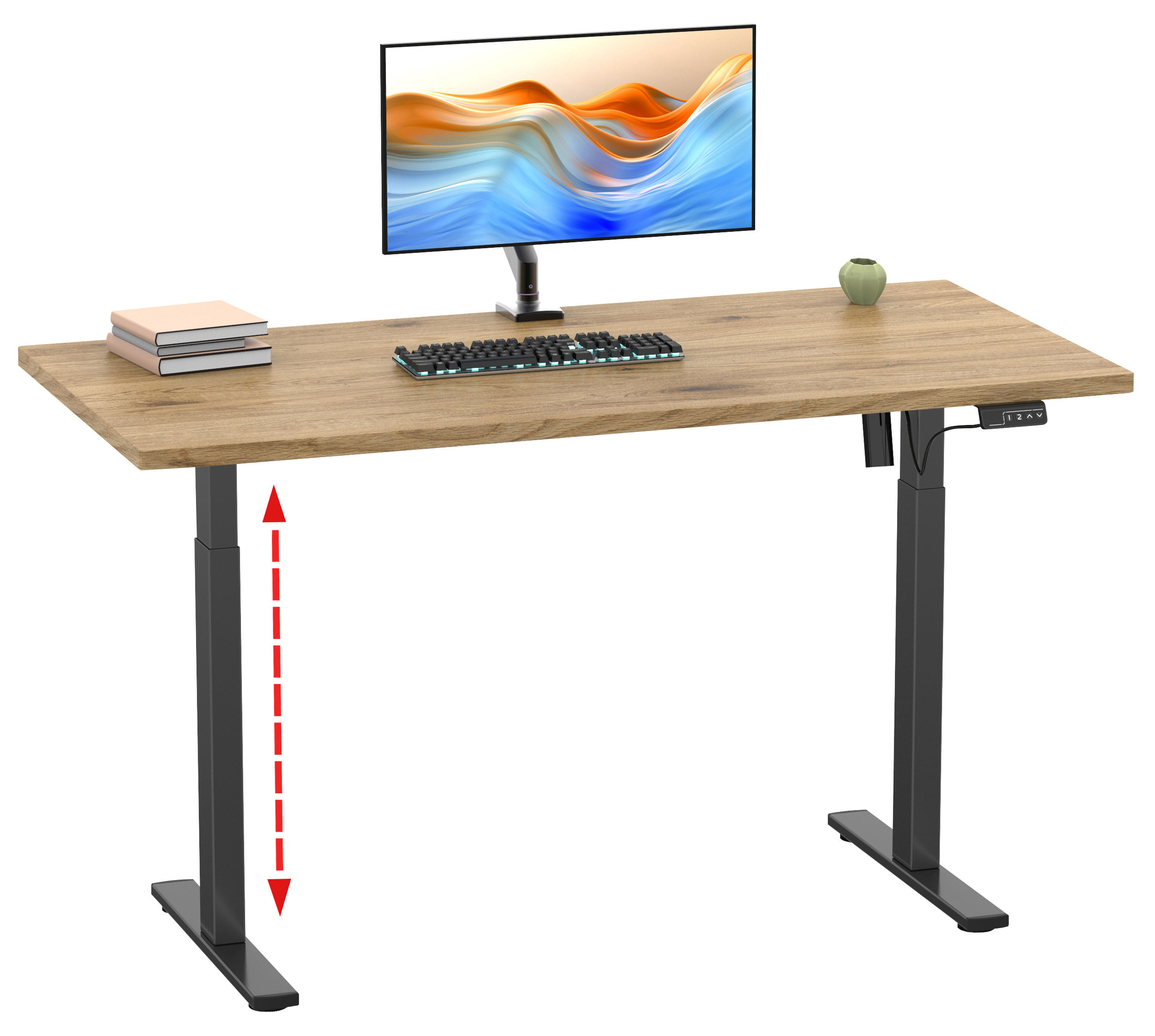 VCM Höhenverstellbarer Schreibtisch stufenlos elektrisch höhenverstellbar  Lona 110x80 Schwarz Farbe: Honig-Eiche | Weltbild.de