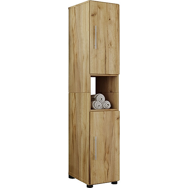 VCM Holz Badmöbel Hochschrank Flandu (Farbe: Honig-Eiche)