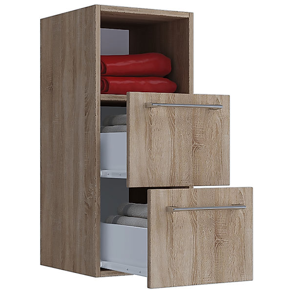 VCM Holz Badmöbel Midischrank Badinos Schublade (Farbe: Sonoma-Eiche (Sägerau))