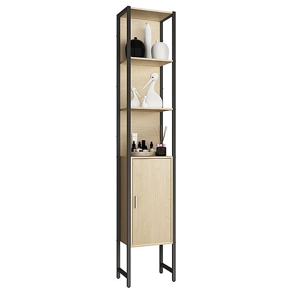 VCM Holz Badmöbel Stand Badregal Badezimmer Badschrank Hochschrank Edino (Farbe: Honig-Eiche)