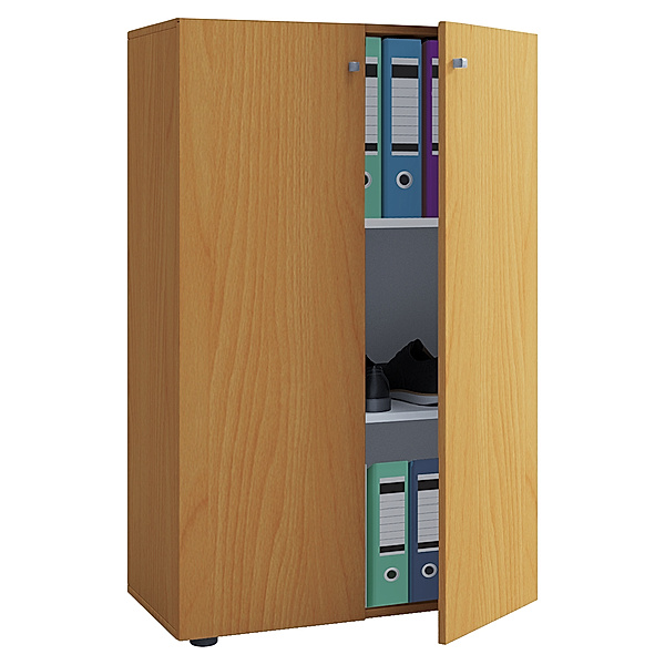 VCM Holz Büroschrank Aktenregal Lona 3 Fächer mit Drehtüren (Farbe: Buche)