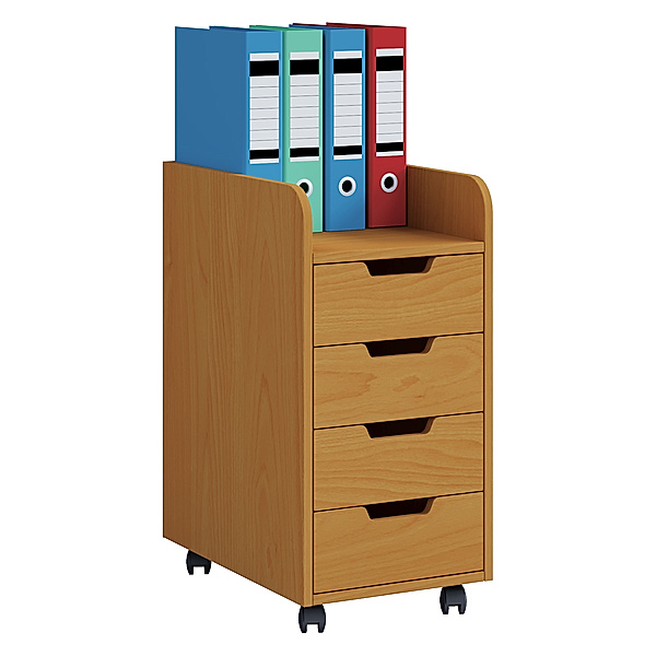 VCM Holz Büroschrank Rollcontainer Konal Maxi mit Schublade (Farbe: Buche)