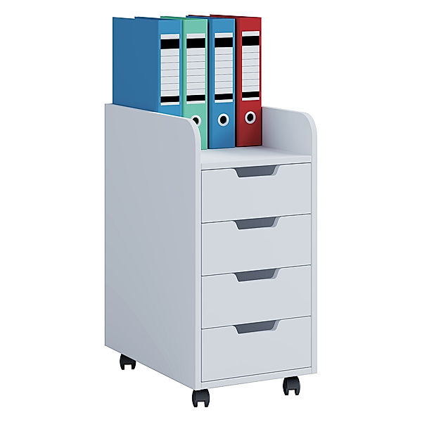VCM Holz Büroschrank Rollcontainer Konal Maxi mit Schublade (Farbe: Weiß)