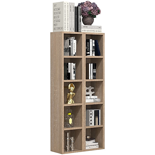 VCM Holz CD DVD Stand Aufbewahrung Standregal Bücherregal Deko Regal Megosa S (Farbe: Sonoma-Eiche)