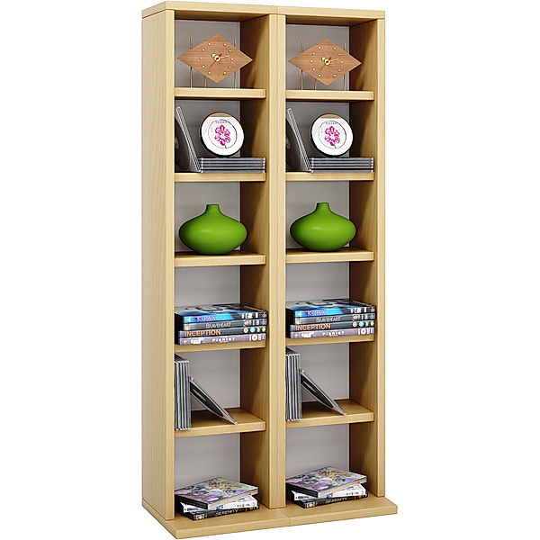 VCM Holz CD DVD Stand Regal Milano (Farbe: Buche)