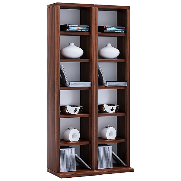 VCM Holz CD DVD Stand Regal Milano (Farbe: Kern-Nussbaum)