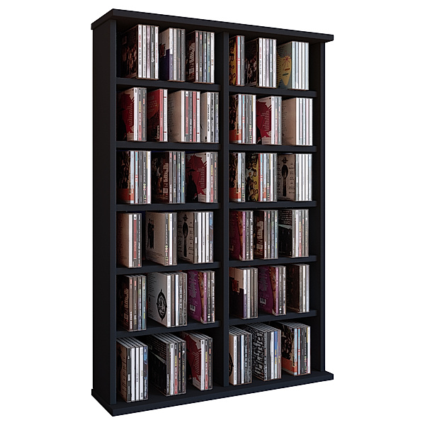 VCM Holz CD DVD Stand Regal Ronul (Farbe: Schwarz)