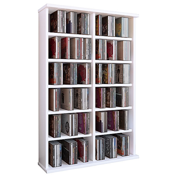 VCM Holz CD DVD Stand Regal Ronul (Farbe: Weiß)