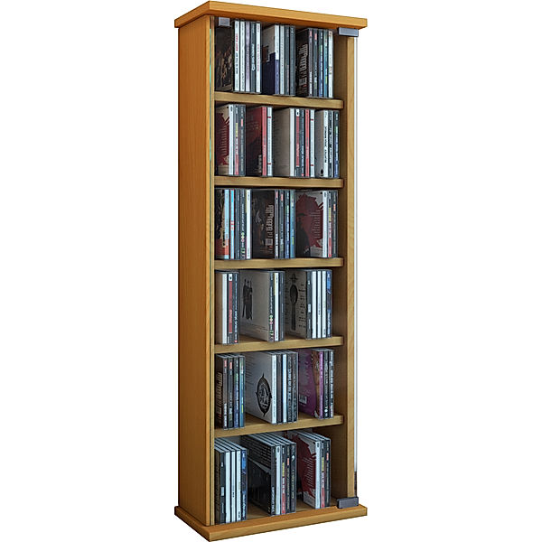 VCM Holz CD DVD Stand Regal Vetro mit Glastür (Farbe: Buche)