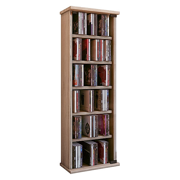 VCM Holz CD DVD Stand Regal Vetro mit Glastür (Farbe: Sonoma-Eiche)