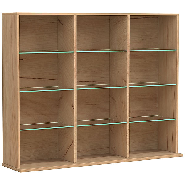 VCM Holz CD DVD Standregal Bücherregal Raumteiler Deko Regal Glas Zilas L (Farbe: Honig-Eiche)