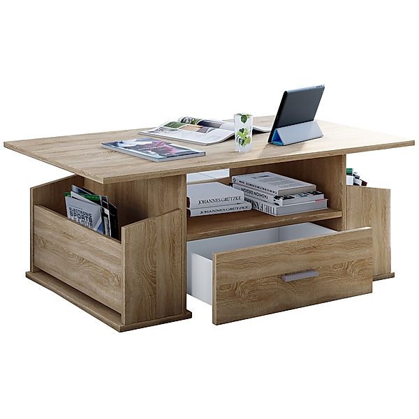 VCM Holz Couchtisch Junata mit Schublade (Farbe: Sonoma-Eiche)