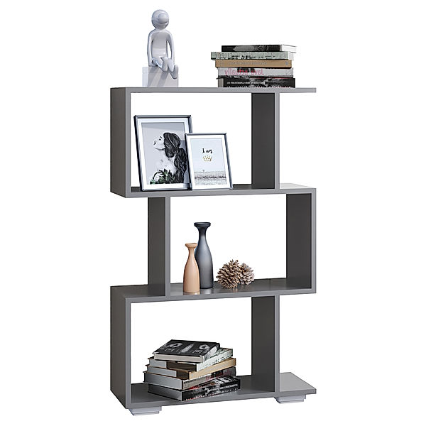 VCM Holz Raumteiler Stand Regal Bücherregal Deko Bücher Standregal Palusa M (Farbe: Anthrazit)