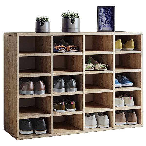 VCM Holz Regal Schuhschrank Hinsol L (Farbe: Sonoma-Eiche (Sägerau))