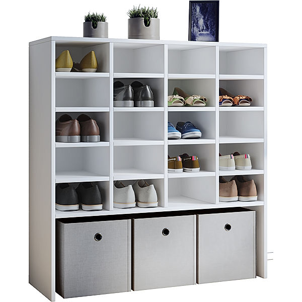 VCM Holz Regal Schuhschrank Hinsol XL (Farbe: Weiß)