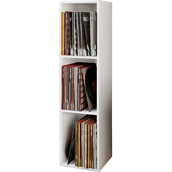 VCM Holz Schallplatten Stand Regal Platto 3fach (Farbe: Weiß)