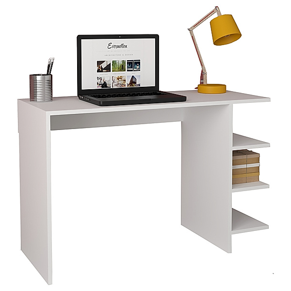 VCM Holz Schreibtisch Computertisch Arbeitstisch Bürotisch Büro Tisch Denkas (Farbe: Weiß)