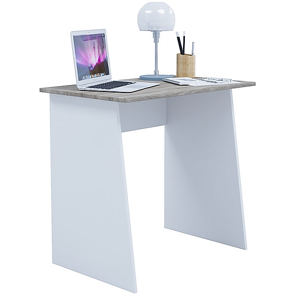 VCM Holz Schreibtisch Computertisch Masola Mini (Farbe: Weiß / Sonoma-Eiche)
