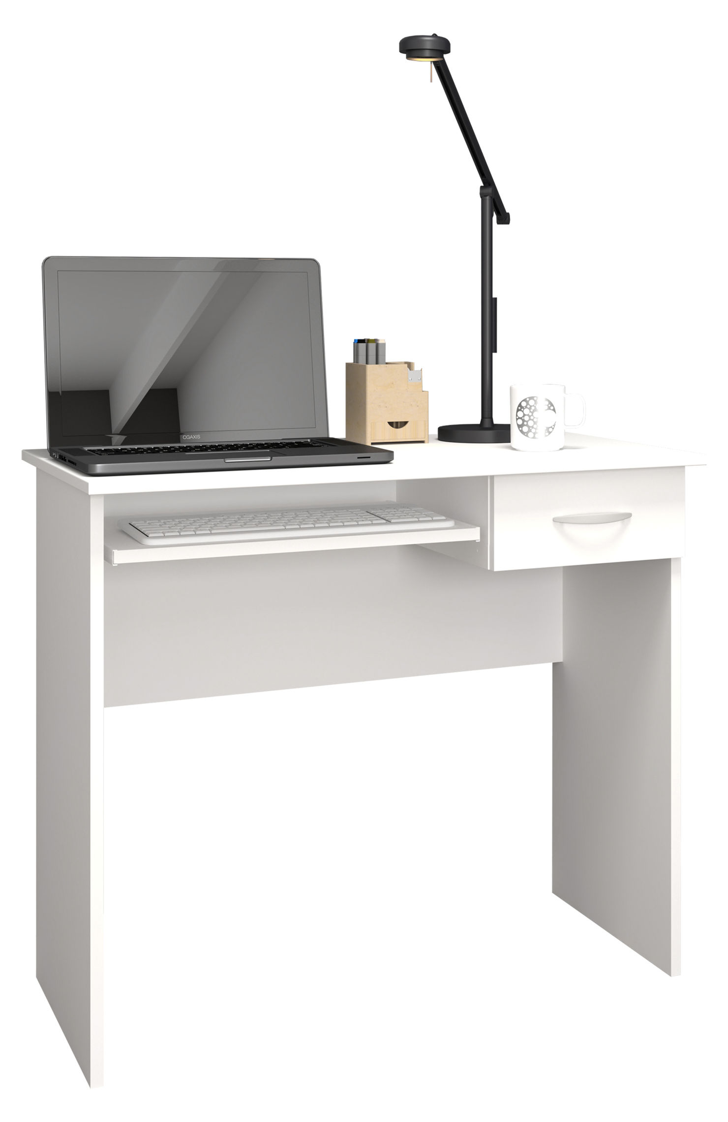 VCM Holz Schreibtisch Computertisch Tastaturauszug Schublade Bürotisch  Arusa Farbe: Weiß | Weltbild.de