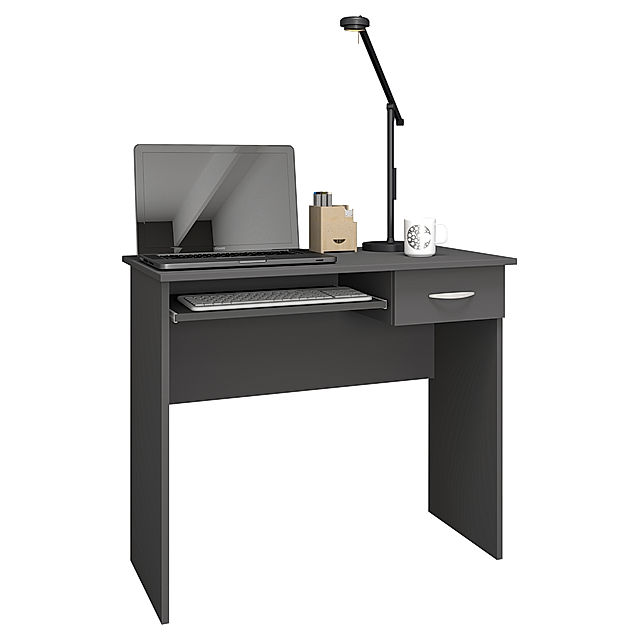 VCM Holz Schreibtisch Computertisch Tastaturauszug Schublade Bürotisch  Arusa Farbe: Anthrazit | Weltbild.de