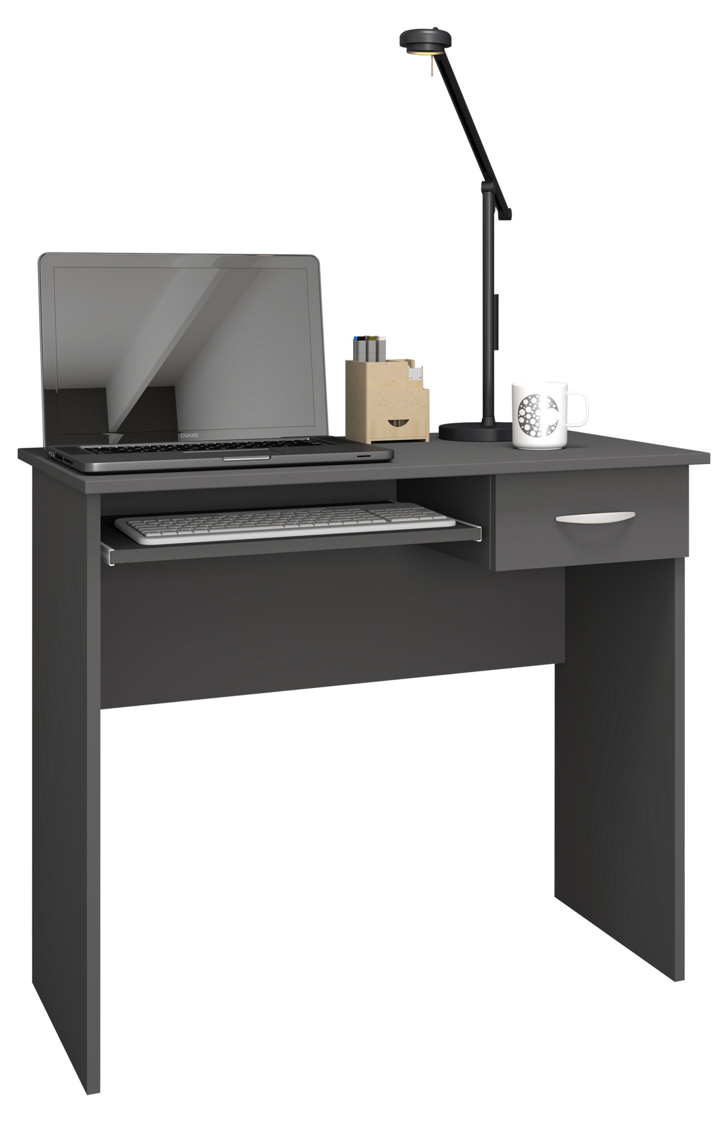 VCM Holz Schreibtisch Computertisch Tastaturauszug Schublade Bürotisch  Arusa Farbe: Anthrazit