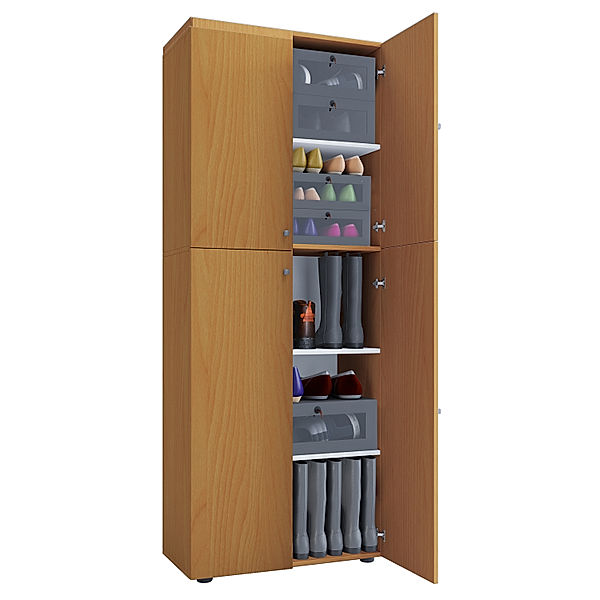 VCM Holz Schuhschrank Lona 5-fach mit Drehtüren (Farbe: Buche)