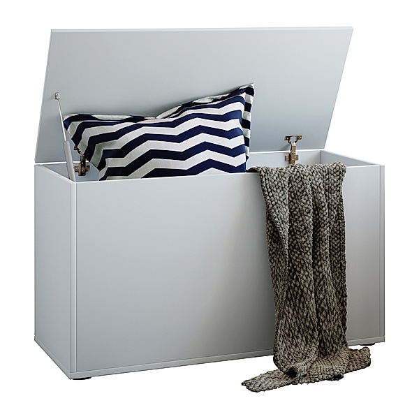 VCM Holz Sitztruhe Sitzbank Truhe Box Kiste Aufbewahrungsbox Ottomane Bendola (Farbe: Weiß)