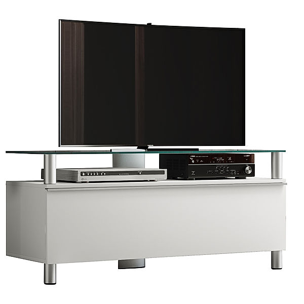 VCM Holz TV Lowboard Fernsehschrank Clano mit Rollen (Farbe: Weiß)