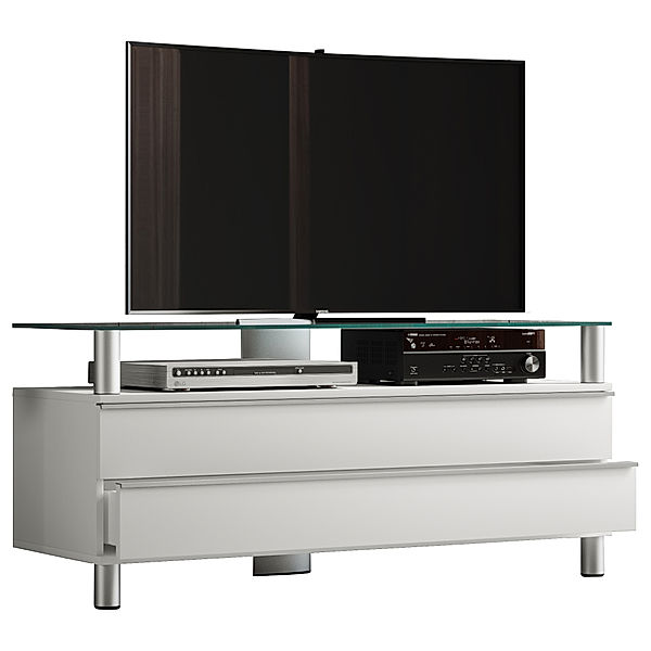 VCM Holz TV Lowboard Fernsehschrank Dasano mit Rollen (Farbe: Weiß)