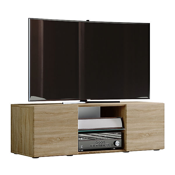 VCM Holz TV Lowboard Fernsehschrank Lowina (Farbe: Sonoma-Eiche, Größe: 115)