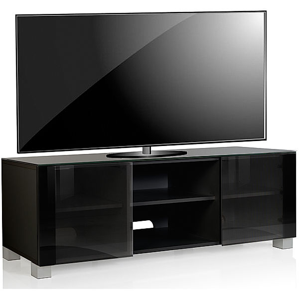 VCM Holz TV Lowboard Fernsehschrank Luxala mit Rollen (Farbe: Schwarz)